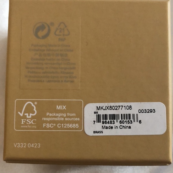 Michael Kors Gold Plated Brass Gold Tone MK Logo Ring Crystal Accents Size 8 NWT - Picture 13 of 13